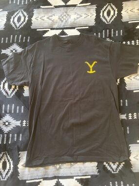 NWOT Men's Black Crewneck T-Shirt with Yellow Logo